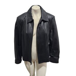 Sonoma Lambskin Leather Jacket Womens SZ Large Grunge Biker Winter Simple Zipper